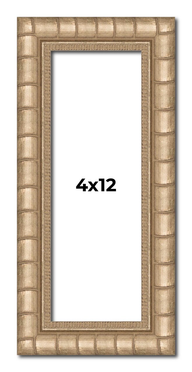 4x12 Modern Bamboo Picture Frame with UV-Resistant Acrylic & Acid Free Backing, Available in 5 Finishes - Gold, Silver, Brown, Black, and Natural